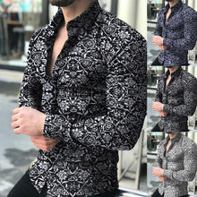 Load image into Gallery viewer, Fashion Shirts For Men Long Sleeve Floral Print Shirt Autumn Shirts Men Dress Camisa Button Lapels Collar Male Turn Down Collar
