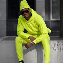 Load image into Gallery viewer, Neon Male Solid 2 Pieces Sets Tracksuit Men Brand Couple Wear Casual Autumn Winter Hooded Sweatshirt + Drawstring Jogging Pants
