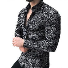 Load image into Gallery viewer, Fashion Shirts For Men Long Sleeve Floral Print Shirt Autumn Shirts Men Dress Camisa Button Lapels Collar Male Turn Down Collar
