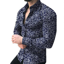 Load image into Gallery viewer, Fashion Shirts For Men Long Sleeve Floral Print Shirt Autumn Shirts Men Dress Camisa Button Lapels Collar Male Turn Down Collar
