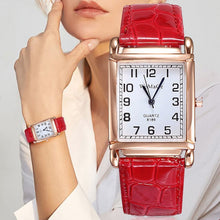 Load image into Gallery viewer, 2019 New Watches Women Square Rose Gold Wrist Watches Red Leather Fashion Brand Watches Female Ladies Quartz Clock montre femme
