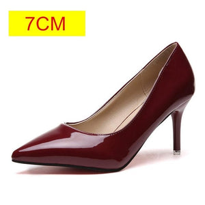 2019 HOT Women Shoes Pointed Toe Pumps Patent Leather Dress  High Heels Boat Shoes Wedding Shoes Zapatos Mujer Blue White