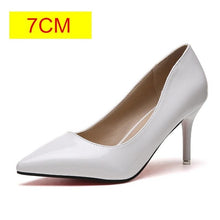 Load image into Gallery viewer, 2019 HOT Women Shoes Pointed Toe Pumps Patent Leather Dress  High Heels Boat Shoes Wedding Shoes Zapatos Mujer Blue White
