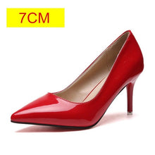 Load image into Gallery viewer, 2019 HOT Women Shoes Pointed Toe Pumps Patent Leather Dress  High Heels Boat Shoes Wedding Shoes Zapatos Mujer Blue White
