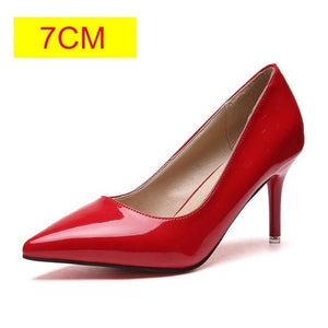 2019 HOT Women Shoes Pointed Toe Pumps Patent Leather Dress  High Heels Boat Shoes Wedding Shoes Zapatos Mujer Blue White