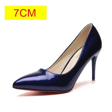 Load image into Gallery viewer, 2019 HOT Women Shoes Pointed Toe Pumps Patent Leather Dress  High Heels Boat Shoes Wedding Shoes Zapatos Mujer Blue White
