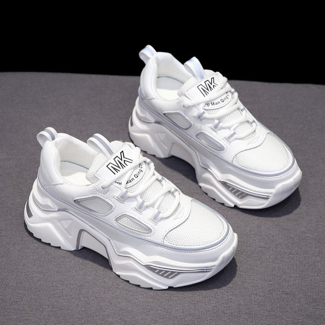 Women Sneakers White Black Designer Shoes Woman Autumn Winter Chunky Sneakers Fashion Light Dad Shoes Ladies Platform Footwear