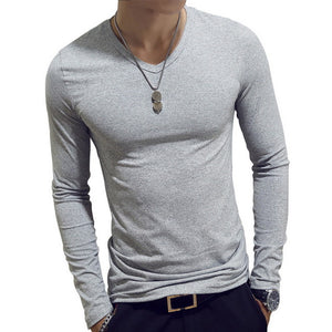 2020 Spring Men T-Shirts Long Sleeve O-Neck Casual Fitness Jogging Solid Fashion Tee Basic Running Homme Top Clothing