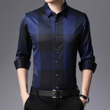 Load image into Gallery viewer, MIACAWOR New 2020 Brand Dress Shirt Men Spring Long Sleeve Plaid Shirts Slim Fit Camisa Masculina Casual Men Shirts C576
