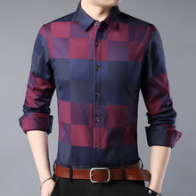 Load image into Gallery viewer, MIACAWOR New 2020 Brand Dress Shirt Men Spring Long Sleeve Plaid Shirts Slim Fit Camisa Masculina Casual Men Shirts C576
