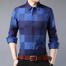 Load image into Gallery viewer, MIACAWOR New 2020 Brand Dress Shirt Men Spring Long Sleeve Plaid Shirts Slim Fit Camisa Masculina Casual Men Shirts C576
