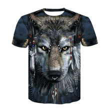 Load image into Gallery viewer, Men's New Summer Personalized O-neck T-Shirt Wolf Print T-Shirt 3D Men's T-Shirt Novelty Animal Tops T-Shirt Men's Short Sleeves
