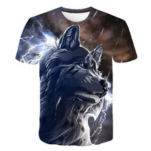 Load image into Gallery viewer, Men's New Summer Personalized O-neck T-Shirt Wolf Print T-Shirt 3D Men's T-Shirt Novelty Animal Tops T-Shirt Men's Short Sleeves
