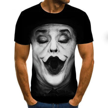 Load image into Gallery viewer, 2019 new men t shirt Sketch the clown 3D Printed T Shirt Men Joker Face Casual O-neck Male tshirt Clown Short Sleeved joke tops
