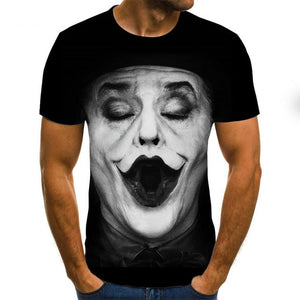 2019 new men t shirt Sketch the clown 3D Printed T Shirt Men Joker Face Casual O-neck Male tshirt Clown Short Sleeved joke tops