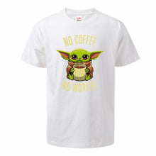 Load image into Gallery viewer, The Mandalorian Baby Yoda T Shirt For Men 2020 Summer Cotton Cute Young Yoda No Coffee No Workee Short Sleeve Tee Cool Male Tops
