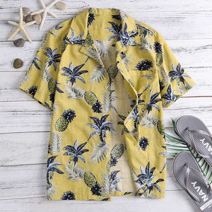 2019 Eye-Catching Shirts Hawaiian Mens Shirts Dress Short Sleeve Lapel Collar Floral Beach Vacation Clothing Summer 4XL Tropical