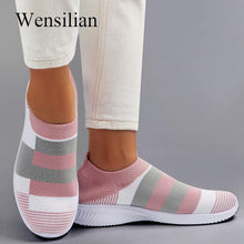 Load image into Gallery viewer, Women Sneaker Shoes Woman Striped Sock Sneakers Spring Slip On Knitted Vulcanized Shoes Causal Flat Zapatillas Mujer Deportiva
