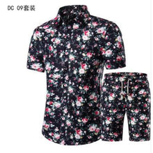 Load image into Gallery viewer, Short Sleeve Polo Shirt 2 Piece Men Set Suit Casual Shorts Camo Golden  Sport Wear Floral Beach Hawaiian Shirt Print Graphic
