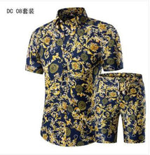 Load image into Gallery viewer, Short Sleeve Polo Shirt 2 Piece Men Set Suit Casual Shorts Camo Golden  Sport Wear Floral Beach Hawaiian Shirt Print Graphic
