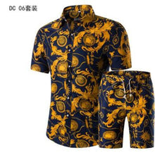 Load image into Gallery viewer, Short Sleeve Polo Shirt 2 Piece Men Set Suit Casual Shorts Camo Golden  Sport Wear Floral Beach Hawaiian Shirt Print Graphic
