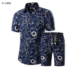 Load image into Gallery viewer, Short Sleeve Polo Shirt 2 Piece Men Set Suit Casual Shorts Camo Golden  Sport Wear Floral Beach Hawaiian Shirt Print Graphic

