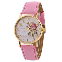 Load image into Gallery viewer, MINHIN New Arrival Rose Pattern Watches For Women Hot Selling PU Leather Wrist Watches Gift Fashion Casual Students Watch
