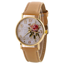 Load image into Gallery viewer, MINHIN New Arrival Rose Pattern Watches For Women Hot Selling PU Leather Wrist Watches Gift Fashion Casual Students Watch
