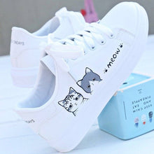 Load image into Gallery viewer, 2019 New Arrival Fashion Lace-up Women Sneakers Women Casual Shoes Printed Women Pu Shoes Cute Cat Canvas Shoes
