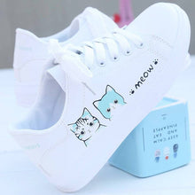 Load image into Gallery viewer, 2019 New Arrival Fashion Lace-up Women Sneakers Women Casual Shoes Printed Women Pu Shoes Cute Cat Canvas Shoes
