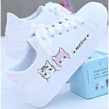 Load image into Gallery viewer, 2019 New Arrival Fashion Lace-up Women Sneakers Women Casual Shoes Printed Women Pu Shoes Cute Cat Canvas Shoes
