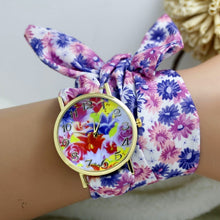 Load image into Gallery viewer, shsby new design Ladies flower cloth wrist watch gold fashion women dress watches  high quality fabric watch sweet girls watch
