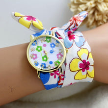 Load image into Gallery viewer, shsby new design Ladies flower cloth wrist watch gold fashion women dress watches  high quality fabric watch sweet girls watch
