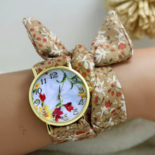 Load image into Gallery viewer, shsby new design Ladies flower cloth wrist watch gold fashion women dress watches  high quality fabric watch sweet girls watch
