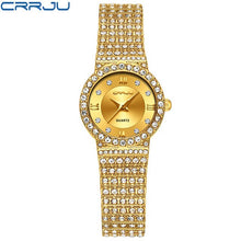 Load image into Gallery viewer, 18K Gold Watch Women Watches CRRJU Women Fashion Watch Ladies Watch Luxury Brand Diamond Quartz Gold Wrist Watch Gifts For Women
