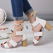 Load image into Gallery viewer, Women Pumps Fashion Heels Lace Up High Sandals For Summer Shoes Gladiator Thick Chaussures Femme  Square Heels Knot rope

