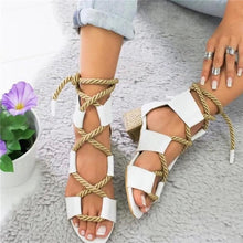Load image into Gallery viewer, Women Pumps Fashion Heels Lace Up High Sandals For Summer Shoes Gladiator Thick Chaussures Femme  Square Heels Knot rope
