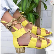 Load image into Gallery viewer, Women Pumps Fashion Heels Lace Up High Sandals For Summer Shoes Gladiator Thick Chaussures Femme  Square Heels Knot rope
