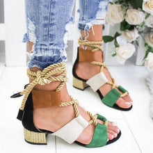 Load image into Gallery viewer, Women Pumps Fashion Heels Lace Up High Sandals For Summer Shoes Gladiator Thick Chaussures Femme  Square Heels Knot rope
