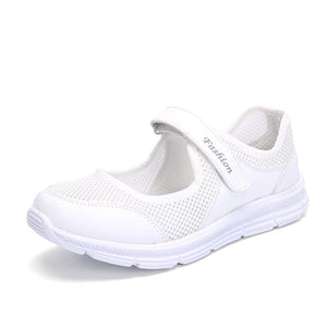 Breathable mesh women sneakers casuals shoes woman flats 2019 flat with hook & loop solid sneakers women shoes zapatos de mujer