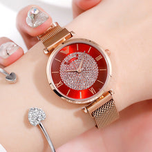 Load image into Gallery viewer, Ladies Watch 2019 Top Brand Women Rose Gold Wrist Watches For Women relogio feminino Luxury Diamond Magnetic Mesh Quartz Clock
