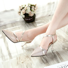 Load image into Gallery viewer, 2019 Summer heel High Heels Sandals lady Pumps classics slip on Shoes sexy Women party shoes gold silver Wedding Slingbacks
