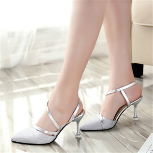 2019 Summer heel High Heels Sandals lady Pumps classics slip on Shoes sexy Women party shoes gold silver Wedding Slingbacks