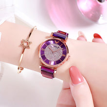 Load image into Gallery viewer, Tephea Top Brand Luxury Watches Women Alloy Analog Quartz Red Ladies Wrist Watch Rhinestone Leather Strap Purple Relogio 2019
