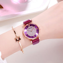 Load image into Gallery viewer, Tephea Top Brand Luxury Watches Women Alloy Analog Quartz Red Ladies Wrist Watch Rhinestone Leather Strap Purple Relogio 2019
