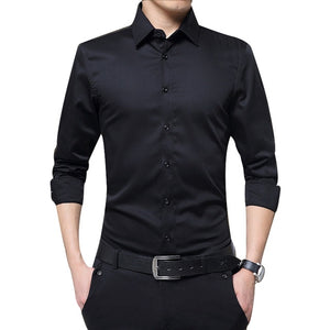 Brand 2019 New Men Business Shirts Long Sleeve Shirts Slim Fit Solid Formal Luxury Design casual Shirts Male Stylish Dress Tops