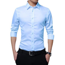 Load image into Gallery viewer, Brand 2019 New Men Business Shirts Long Sleeve Shirts Slim Fit Solid Formal Luxury Design casual Shirts Male Stylish Dress Tops

