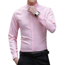 Load image into Gallery viewer, Brand 2019 New Men Business Shirts Long Sleeve Shirts Slim Fit Solid Formal Luxury Design casual Shirts Male Stylish Dress Tops
