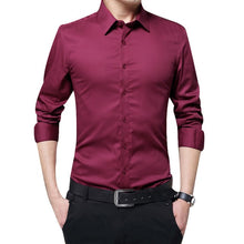 Load image into Gallery viewer, Brand 2019 New Men Business Shirts Long Sleeve Shirts Slim Fit Solid Formal Luxury Design casual Shirts Male Stylish Dress Tops
