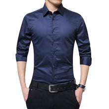 Load image into Gallery viewer, Brand 2019 New Men Business Shirts Long Sleeve Shirts Slim Fit Solid Formal Luxury Design casual Shirts Male Stylish Dress Tops
